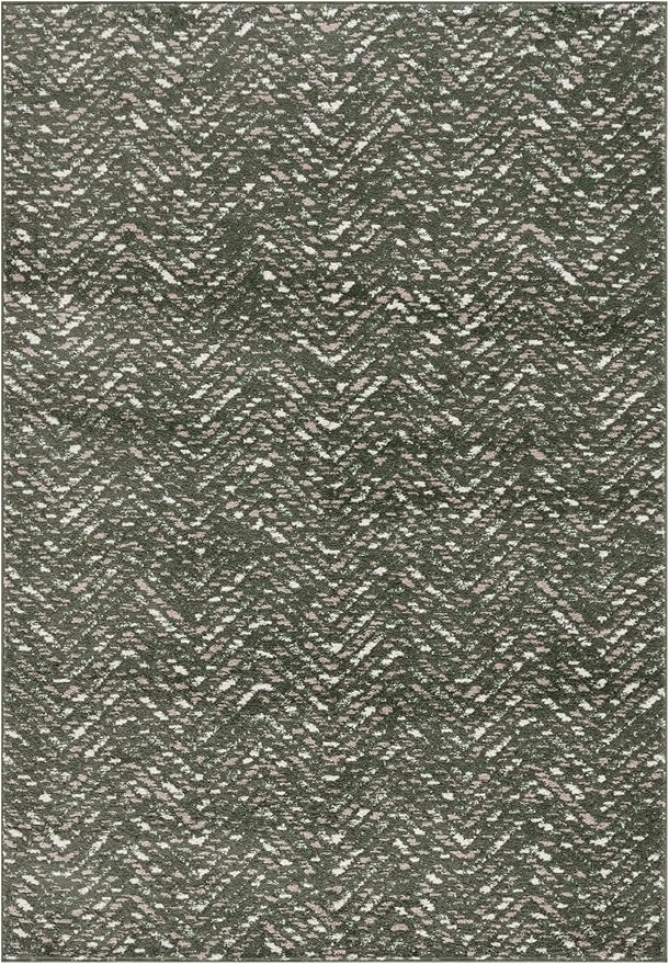 SAFAVIEH Adirondack Collection Area Rug - 3' x 5', Dark Green & Ivory, Chevron Design, Non-Shedding & Easy Care, Ideal for High Traffic Areas in Living Room, Bedroom, Dining (ADR104Y-3)