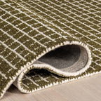 Rugs USA 6x9 Melrose Checked Wool Indoor Area Rug, Contemporary Farmhouse Moss/Ivory for Living Room, Bedroom, Office, Entryway, Hallway