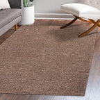 Eyely UES100J-9 Supersoft Haze Solid Low-Pile Indoor Area Rug Casual;Contemporary;Solid;Traditional, Bedroom, Kitchen, Living Room, Easy-Cleaning, Non-Shedding, 9 X 12, Brown