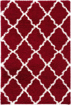 SAFAVIEH Dallas Shag Collection Area Rug - 6' x 9', Red & Ivory, Trellis Design, Non-Shedding & Easy Care, 1.5-inch Thick Ideal for High Traffic Areas in Living Room, Bedroom (SGD257Q)