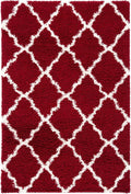 SAFAVIEH Dallas Shag Collection Area Rug - 5'1" x 7'6", Red & Ivory, Trellis Design, Non-Shedding & Easy Care, 1.5-inch Thick Ideal for High Traffic Areas in Living Room, Bedroom (SGD257Q)