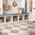Rugshop Diamond Wave Shag Area Rug Beige 4' x 6' Ideal for Small Living Rooms, Offices, or Beside The Bed