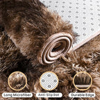 Soft Shaggy Rugs Fluffy Rug, Plush Area Rugs for Living Room Nursery Home Decor, Tie-Dyed Brown Anti-Skid Rectangular Fuzzy Rug 2x3 Feet