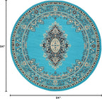 Unique Loom Reza Collection Traditional Persian Style Area Rug, 8' 0" x 8' 0", Turquoise/Ivory