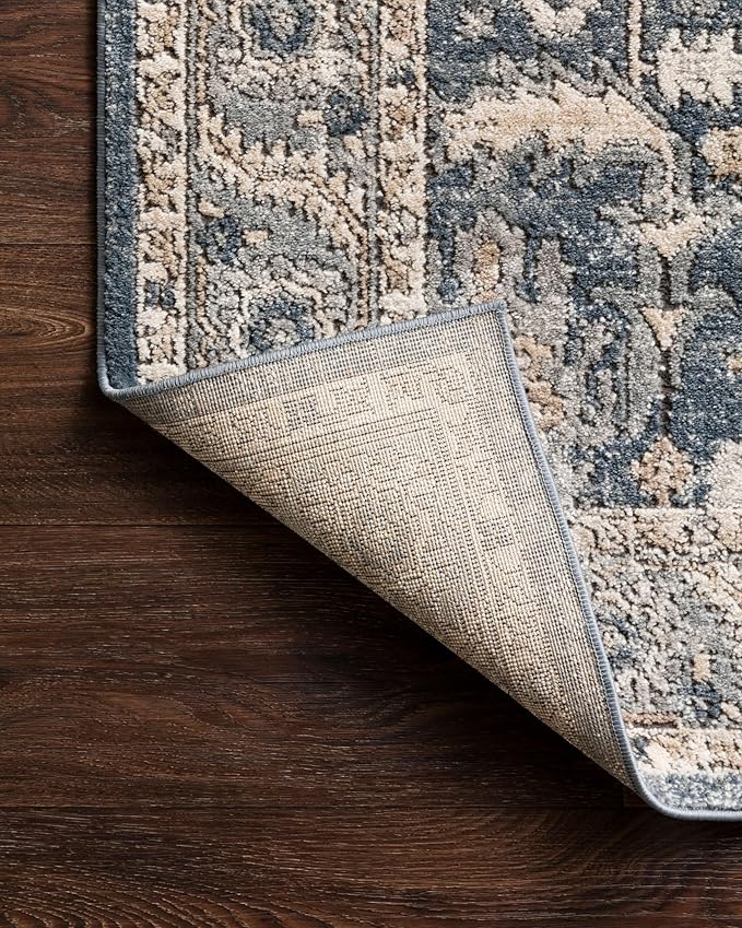 Loloi Teagan Collection TEA-03 Denim/Pebble 7'-11" x 10'-6" Area Rug, Large, Soft Neutral Rug, High-Traffic for Living Room, Bedroom, Home Office, Dining Area