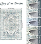 zesthome Area Rugs 6x9, Large Rugs for Living Room, Stain Resistant Washable Rug, Rugs for Bedroom with Non Slip Backing, Ultra-Thin Vintage 6x9 Area Rug
