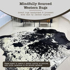 Genuine Cowhide Rug - Natural Leather Hide Rugs for Living Room & Area Rug for Bedroom - Real Cowhides Rug for Rustic Home Decor - Black Speckled Cowhide Rugs Collection, 6x7-8ft