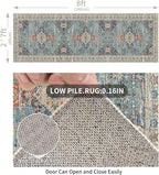Enkor Runner Rugs for Hallway, 2.6x8 Washable Soft Non Slip Floor Rugs for Kitchen, Modern Mat for Living Room Bedroom Entryway Green & Blue
