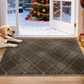 COSY HOMEER Plaid Door Mat 20" x 32",Dirt Trapper Entryway Rugs,Non-Slip Washable Farmhouse Doormat,Low Profile Welcome Mats for Paws Brown