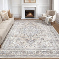 12x15 Area Rug Living Room: Washable Boho Large Neutral Vintage Soft Rugs Stain Resistant Farmhouse Non-Slip Indoor Floor Carpet for Bedroom Nursery Kids Office Dining Room- Ivory Gray