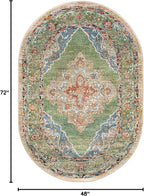 Unique Loom Isabella Collection Area Rug - Rossellini (4' x 6' Oval, Green/ Blue)