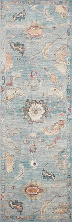 Loloi Margot Collection MAT-06 Denim/Multi 2'-6" x 7'-6" Runner Rug feat. CloudPile, No-Shed Easy Clean Large Patterned Area Rug for Living Room, Bedroom, Dining Area