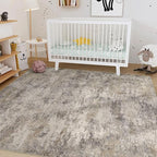 Nakagishi 7x9 Area Rugs Living Room: Washable Abstract Large Neutral Soft Rug Stain Resistant Modern Indoor Floor Non-Slip Carpet for Bedroom Nursery Kids Playroom Office Dining Room Dorm- Brown Grey