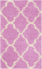 SAFAVIEH Dallas Shag Collection Accent Rug - 3' x 5', Pink & Ivory, Trellis Design, Non-Shedding & Easy Care, 1.5-inch Thick Ideal for High Traffic Areas in Entryway, Living Room, Bedroom (SGD257I)