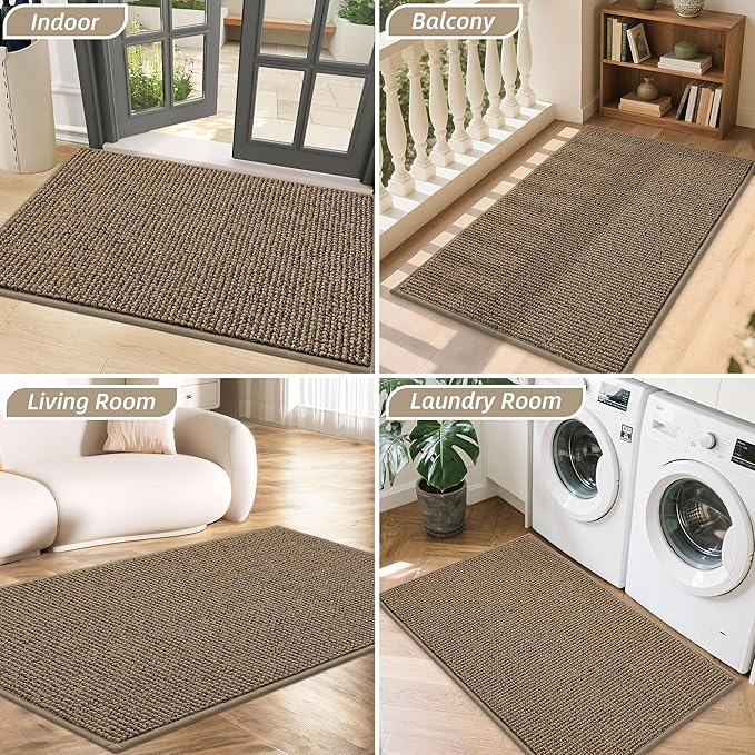 BEQHAUSE 2x3 Entryway Rug Indoor Door Mat Non-Slip Washable, Hallway Rugs Absorbent & Stain Resistant Hall Carpet Runner Rugs for Entryway, Front Door Floor Mats Laundry Room Rugs for Entry, Taupe