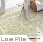 5x7 Area Rug Machine Washable Boho Rug for Living Room,Ultra-Thin Low Pile Carpet,Lightweight Indoor Printed Rug,Non Slip Floral Area Rug for Bedroom, Dining Room, Home Office,Taupe
