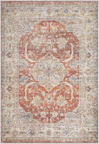 Bloom Rugs Caria Washable Non-Slip 6x9 Rug - Orange/Olive Beige Traditional Area Rug for Living Room, Bedroom, Dining Room, and Kitchen - Exact Size: 6' x 9'