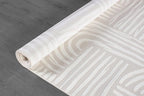 Beverly Rug Modern Geometric Area Rug 5x7 Low-High Pile Durable Soft Abstract Curved Indoor Rugs for Living Dining Room Office Stain Resistant Non Shedding Casual Indoor Carpet Beige White 5 x 7
