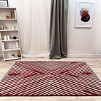 Alfa Rich 3x5 Geometric Red Burgundy Off White Washable Area Rugs for Living Room Bedroom Runner