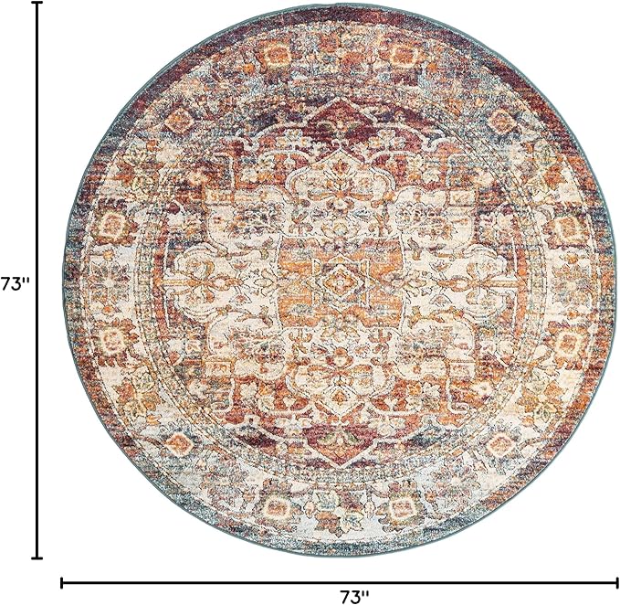 Unique Loom Isabella Collection Area Rug - Adjani (6' 1" Round, Multi/ Beige)