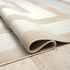 Abani Area Rugs - Modern Minimalist Pattern - Cream Rug for Living Room, Bedroom, Dining Room - Indoor/Outdoor - Easy to Clean - Non-Shedding - 6' x 9"