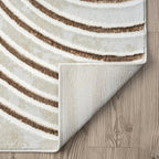 Abani Glam Collection Area Rug - Beige/Cream Modern Abstract Design - 4' x 6' - for Living Room, Bedroom & Office