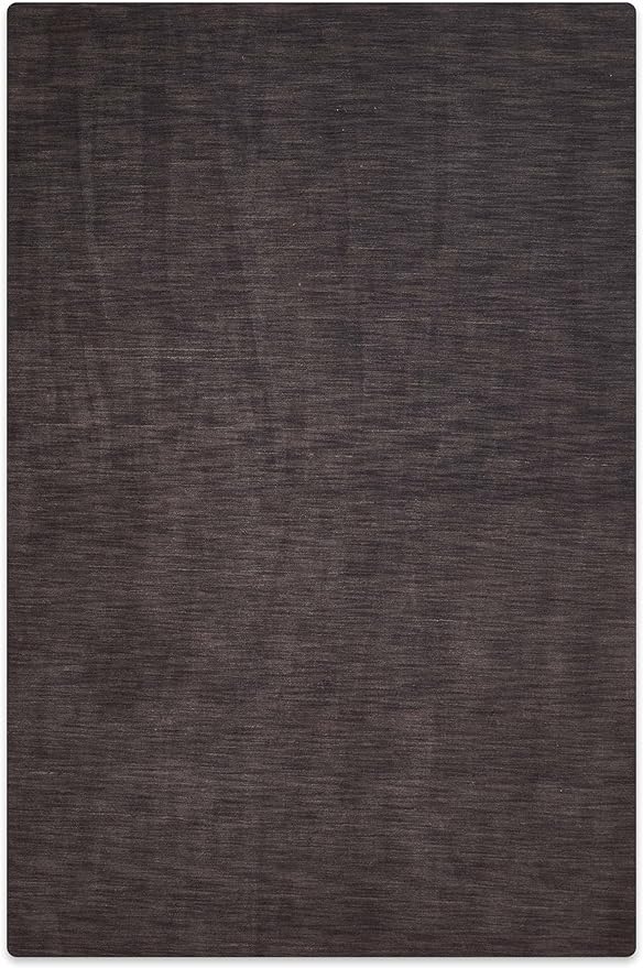Hand Knotted Loom Wool ECO-Friendly Area Rugs - 4'x6', Rectangle, Charcoal Color, Solid Plain Design, High Pile Handmade Anti Skid Area Rugs for Living Room, Bed Room (L00111)