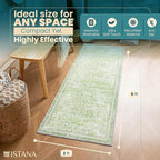 Istana Hallway Runner Rug 2x6 - Light Green Kitchen Rugs Non Slip Washable -Silk's Soft Touch Carpet Runner - Stylish Rug Runner for Home