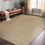 Easy Jute Rugs 6x9 Natural Color Living Room Indoor Outdoor Area Rug for Farmhouse Patio and Kitchen Rug High Traffic Washable Easy to Clean Solid Boho Woven Design Outside Carpet (6 x 9)