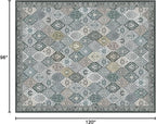 Phantoscope Washable Area Rug 8'x10' Non-Slip, Vintage Boho Rugs for Living Room, Bedroom, Dining Room, Distressed Moroccan Mosaic Diamond Pattern, Low-Pile Foldable Floor Carpet, Grey Charcoal