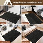 COSY HOMEER Door Mat,Dirt Trapper Entryway Rugs 24"x36",Non Slip Washable Entrance Mats,Absorbent Welcome Mat,Low Profile Dog Door Mats for Front Back Doomats and Wet Shoes,Black