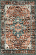 Moynesa 9x12 Ultra-Thin Vintage Medallion Area Rug for Living Room, Bedroom, Dining Room, Office, Entryway, Dorm