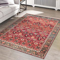 vivorug Washable Rug, Ultra Soft Area Rug 5x7, Non Slip Throw Rug, Stain Resistant Rugs for Living Room Bedroom Kitchen, Vintage Floral (Cherry Red/Spice, 5'x7')