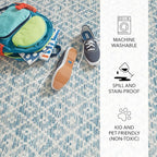 Dash and Albert Melange Diamond Machine Washable Area Rug - 5' x 8' Blue - Diamond Accent Rug - Anti-Slip Backing, Lightweight, Machine Washable, High Traffic Areas Kitchen, Mudroom, Laundry Room