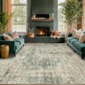 8x10 Farmhouse Rugs for Living Room - Moss Green Brown Large Area Rug for Bedroom, Dining Room, Home Office, Soft Washable & Stain Resistance