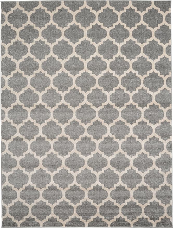 Rugs.com Lattice Collection Rug – 9' x 12' Dark Gray Medium Rug Perfect for Living Rooms, Large Dining Rooms, Open Floorplans