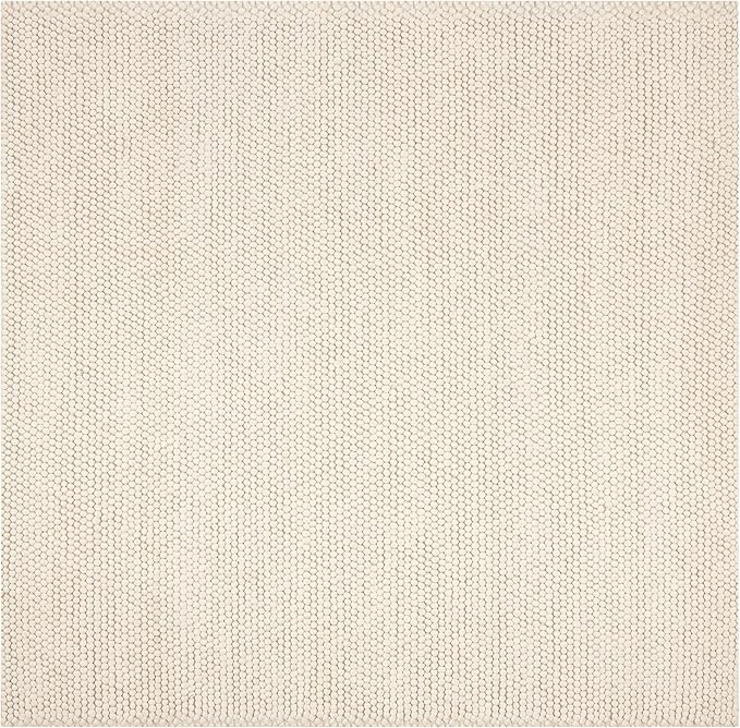 SAFAVIEH Natura Collection Area Rug - 8' Square, Ivory, Handmade Wool Blend, Textured Design, Ideal for Living Room, Bedroom, Dining Space (NAT620A)