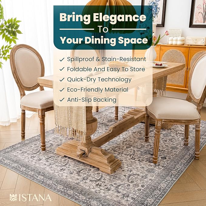 Istana 5 x 7 Area Rugs - Pale Rose Beige Area Rug - Kid & Pet Friendly Area Rug Boho for Living Room - Non-Shedding & Foldable Rug for Dining Room - Eco-Friendly Materials for 5x7 Area Rugs Boho