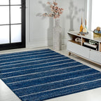JONATHAN Y Williamsburg Minimalist Stripe Navy/Cream Indoor Area Rug, 8x10, Contemporary, Modern, Easy-Cleaning for Living Room, Bedroom, Kitchen, Pet Friendly, Non-Shedding (MOH201C-8)