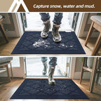COSY HOMEER Non-Slip Door Mat 24"x36", Entryway Rugs Low Profile Absorbent Dirt Trapper Doormat for Front Entrance, Washable Polypropylene Entry Mat (Blue)