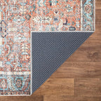 Bloom Rugs Washable Non-Slip 6' x 9' Rug - Orange/Blue Traditional Area Rug for Living Room, Bedroom, Dining Room, and Kitchen - Exact Size: 6' x 9'