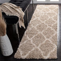 SAFAVIEH Dallas Shag Collection Runner Rug - 2'3" x 8', Beige & Ivory, Trellis Design, Non-Shedding & Easy Care, 1.5-inch Thick Ideal for High Traffic Areas in Living Room, Bedroom (SGD257D)