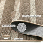 Lahome Striped Easy Jute Kitchen Runner, 2x8 Washable Indoor Outdoor Entryway Runner Rug, Farmhouse Neutral Non Slip Non Shedding Carpet for Hallway Porch Foyer, Khaki