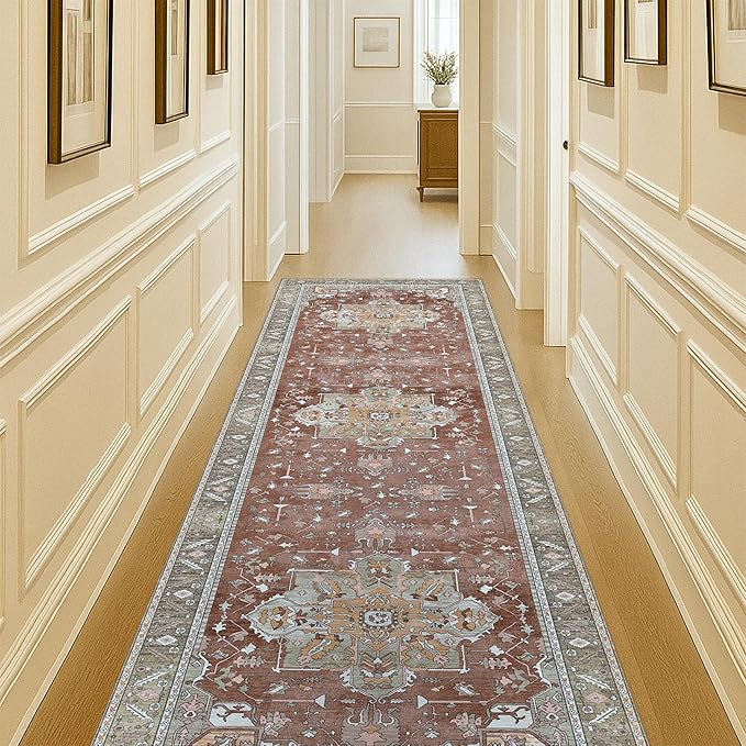 Washable Area Rug. Modern Farmhouse. Vintage. Turkish. Bohemian. Distressed. Oriental. Traditional. Rugs for Living Room. Dining. Bedroom. Office. Entryway. Foyer. (857RB, 2'5" x 6'5")