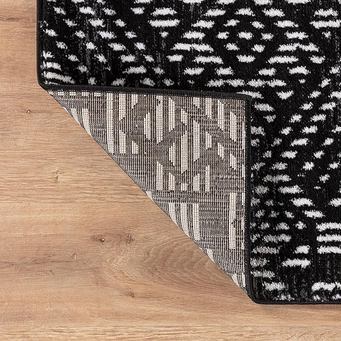 Rugshop Boho Black Tribal Area Rug Modern Indoor Carpet for Living Room, Bedroom, or Entryway – Non-Shedding, Low Pile Geometric Design 4' x 6'