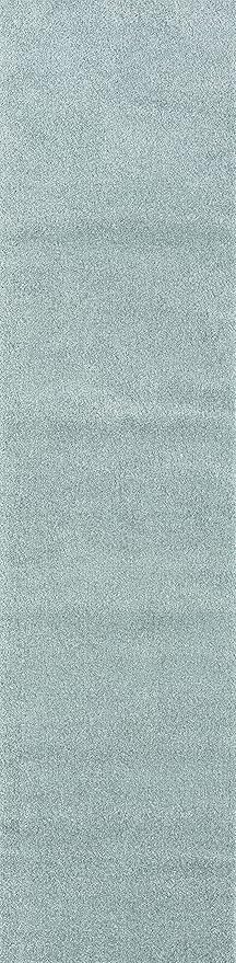 Eyely UES100S-216 Supersoft Haze Solid Low-Pile Indoor Runner Rug, Coastal, Bohemian, Minimalist, Classic, Casual for Bedroom,Kitchen,Living Room,Non Shedding,Easy-Washing, Blue, 2 X 16