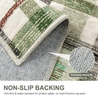 Bavni 3x5 Washable Rug Modern Plaid Area Rugs Non-Slip, Small Rugs for Hallway Throw Rugs Soft Low Pile Stain Resistant Bedroom, Living Room, Kitchen, Home Decor, Green Plaid