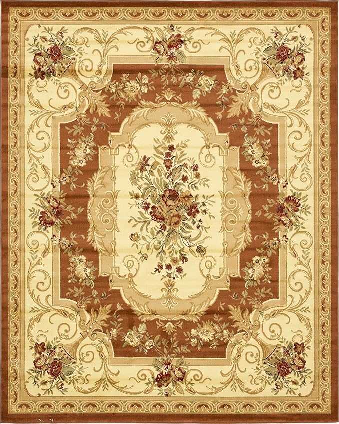 Rugs.com Chateau Collection Rug – 8' x 10' Brick Red Medium Rug Perfect for Living Rooms, Large Dining Rooms, Open Floorplans