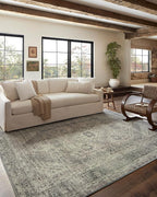 Loloi Magnolia Home by Joanna Gaines Sinclair Collection SIN-04 Natural/Sage 8'-6" x 11'-6", .25" Pile Height, Machine Washable, Area Rug