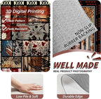Rustic Cabin Area Rug 3x5ft, Animal & Moroccan Plaid Pattern Vintage Boho Carpet, Stain-Resistant Pet-Friendly & Non-Slip Low Pile for Living Room, Bedroom, Dining Room